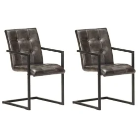 Sillas voladizas comedor 2 uds cuero auténtico gris envejecido de , Sillas de comedor - Ref: Foro24-321850, Precio: 276,61 €,...