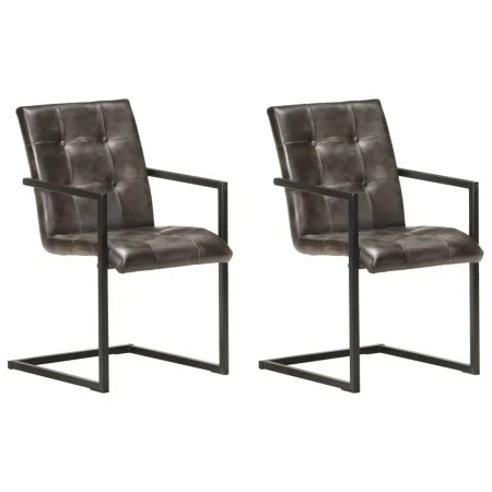 Sillas voladizas comedor 2 uds cuero auténtico gris envejecido de , Sillas de comedor - Ref: Foro24-321850, Precio: 276,61 €,...