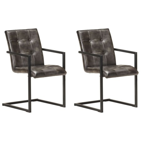 Sillas voladizas comedor 2 uds cuero auténtico gris envejecido de , Sillas de comedor - Ref: Foro24-321850, Precio: 281,16 €,...
