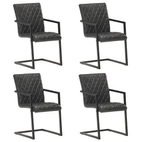 Sillas voladizas de comedor 4 unidades cuero auténtico negro de , Sillas de comedor - Ref: Foro24-3057794, Precio: 546,48 €, ...