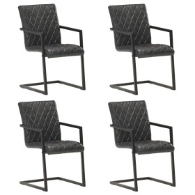 Sillas voladizas de comedor 4 unidades cuero auténtico negro de , Sillas de comedor - Ref: Foro24-3057794, Precio: 555,29 €, ...