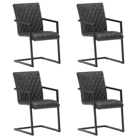 Cantilever dining chairs 4 units black genuine leather by , dining chairs - Ref: Foro24-3057794, Price: 546,48 €, Discount: %