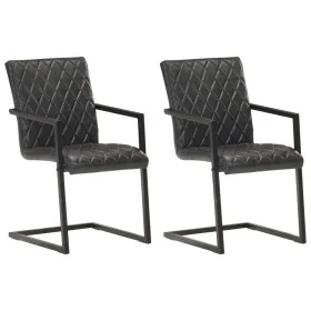 Sillas voladizas de comedor 2 unidades cuero auténtico negro de , Sillas de comedor - Ref: Foro24-321844, Precio: 275,06 €, D...