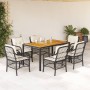 Set de comedor de jardín 7 pzas y cojines ratán sintético negro en Conjuntos de jardín | Comprar online en Foru.es