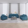 Juego de sofás con cojines 3 piezas terciopelo azul de , Sofás - Ref: Foro24-3201689, Precio: 651,83 €, Descuento: %