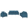 Juego de sofás con cojines 3 piezas terciopelo azul de , Sofás - Ref: Foro24-3201689, Precio: 651,83 €, Descuento: %