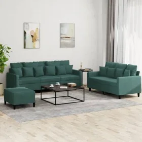 Juego de sofás con cojines 3 piezas terciopelo verde oscuro de , Sofás - Ref: Foro24-3201732, Precio: 517,43 €, Descuento: %