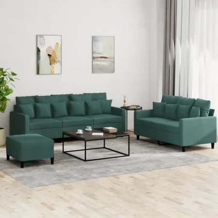 Juego de sofás con cojines 3 piezas terciopelo verde oscuro de , Sofás - Ref: Foro24-3201732, Precio: 517,43 €, Descuento: %