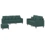 Juego de sofás con cojines 3 piezas terciopelo verde oscuro de , Sofás - Ref: Foro24-3201732, Precio: 517,43 €, Descuento: %