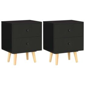 Mesitas de noche 2 unidades madera maciza pino negro 40x30x50cm de vidaXL, Mesitas de noche - Ref: Foro24-285225, Precio: 72,...