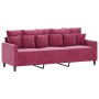 Sofá de 3 plazas con taburete de terciopelo rojo tinto 180 cm de , Sofás - Ref: Foro24-3201111, Precio: 289,94 €, Descuento: %