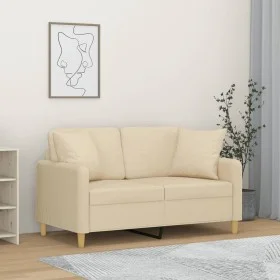 Sofá de 2 plazas con cojines tela color crema 120 cm de , Sofás - Ref: Foro24-3200903, Precio: 217,79 €, Descuento: %