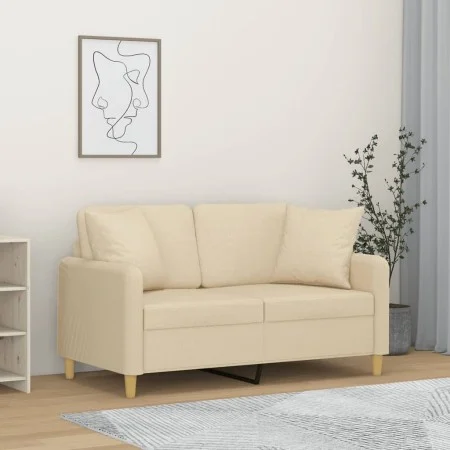 Sofá de 2 plazas con cojines tela color crema 120 cm de , Sofás - Ref: Foro24-3200903, Precio: 217,79 €, Descuento: %