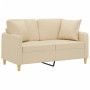 Sofá de 2 plazas con cojines tela color crema 120 cm de , Sofás - Ref: Foro24-3200903, Precio: 221,36 €, Descuento: %