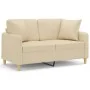 Sofá de 2 plazas con cojines tela color crema 120 cm de , Sofás - Ref: Foro24-3200903, Precio: 217,79 €, Descuento: %