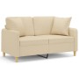 Sofá de 2 plazas con cojines tela color crema 120 cm de , Sofás - Ref: Foro24-3200903, Precio: 221,36 €, Descuento: %