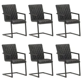 Cantilever dining chairs 6 units black genuine leather by , dining chairs - Ref: Foro24-3057795, Price: 865,60 €, Discount: %