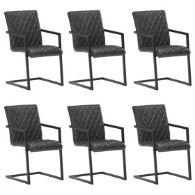 Sillas voladizas de comedor 6 unidades cuero auténtico negro de , Sillas de comedor - Ref: Foro24-3057795, Precio: 879,55 €, ...