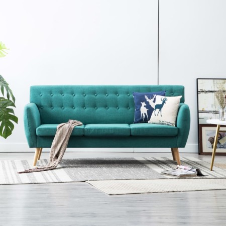 Sofá de 3 plazas tapizado de tela verde 172x70x82 cm de vidaXL, Sofás - Ref: Foro24-247128, Precio: 433,64 €, Descuento: %