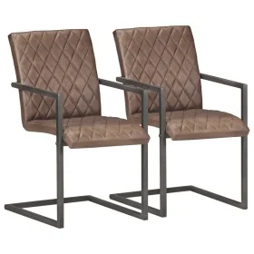 Sillas voladizas de comedor 2 unidades cuero auténtico marrón de , Sillas de comedor - Ref: Foro24-321845, Precio: 289,30 €, ...