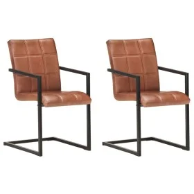 Sillas voladizas de comedor 2 unidades cuero auténtico marrón de , Sillas de comedor - Ref: Foro24-321851, Precio: 281,78 €, ...