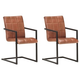Sillas voladizas de comedor 2 unidades cuero auténtico marrón de , Sillas de comedor - Ref: Foro24-321851, Precio: 286,59 €, ...