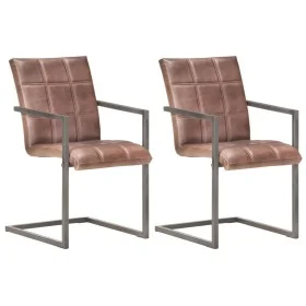 Silla voladiza comedor 2 uds cuero auténtico marrón envejecido de , Sillas de comedor - Ref: Foro24-321853, Precio: 276,94 €,...