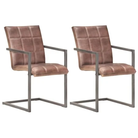 Silla voladiza comedor 2 uds cuero auténtico marrón envejecido de , Sillas de comedor - Ref: Foro24-321853, Precio: 276,94 €,...