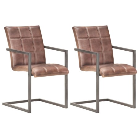 Silla voladiza comedor 2 uds cuero auténtico marrón envejecido de , Sillas de comedor - Ref: Foro24-321853, Precio: 284,20 €,...