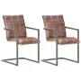 Silla voladiza comedor 2 uds cuero auténtico marrón envejecido de , Sillas de comedor - Ref: Foro24-321853, Precio: 276,94 €,...
