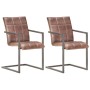 Silla voladiza comedor 2 uds cuero auténtico marrón envejecido de , Sillas de comedor - Ref: Foro24-321853, Precio: 284,20 €,...