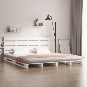 Estructura de cama madera maciza de pino blanco 120x200 cm de , Camas y somieres - Ref: Foro24-3120128, Precio: 196,79 €, Des...