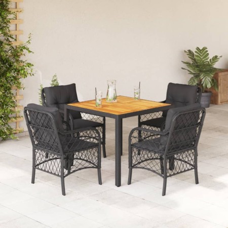 Set de muebles jardín 5 pzas con cojines ratán sintético negro en Conjuntos de jardín | Comprar online en Foru.es