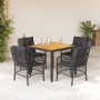 Set de muebles jardín 5 pzas con cojines ratán sintético negro en Conjuntos de jardín | Comprar online en Foru.es