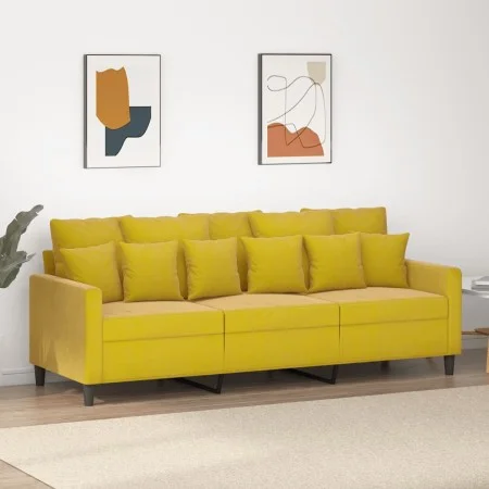 3-Sitzer-Sofa aus gelbem Samt, 180 cm von , Sofas - Ref: Foro24-359319, Preis: 258,88 €, Rabatt: %