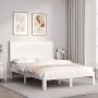 Estructura cama de matrimonio con cabecero madera maciza blanco de , Camas y somieres - Ref: Foro24-3193632, Precio: 148,72 €...