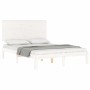 Estructura cama de matrimonio con cabecero madera maciza blanco de , Camas y somieres - Ref: Foro24-3193632, Precio: 148,72 €...