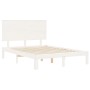 Estructura cama de matrimonio con cabecero madera maciza blanco de , Camas y somieres - Ref: Foro24-3193632, Precio: 148,72 €...