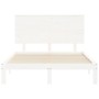 Estructura cama de matrimonio con cabecero madera maciza blanco de , Camas y somieres - Ref: Foro24-3193632, Precio: 148,72 €...