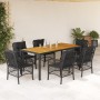 Set de comedor de jardín 7 pzas y cojines ratán sintético negro en Conjuntos de jardín | Comprar online en Foru.es