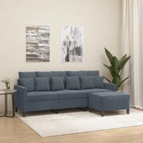 3-seater sofa with stool in dark gray velvet 180 cm by , Sofas - Ref: Foro24-3201108, Price: 296,67 €, Discount: %