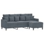 Sofá de 3 plazas con taburete de terciopelo gris oscuro 180 cm de , Sofás - Ref: Foro24-3201108, Precio: 285,48 €, Descuento: %