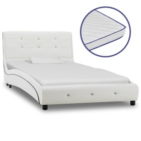 Cama con colchón viscoelástico cuero sintético blanco 90x200 cm de , Camas y somieres - Ref: Foro24-277554, Precio: 342,71 €,...