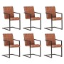 Sillas voladizas de comedor 6 unidades cuero auténtico marrón de , Sillas de comedor - Ref: Foro24-3059812, Precio: 900,86 €,...