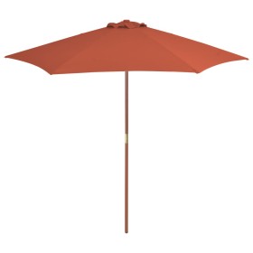 Sombrilla de jardín con palo de madera 270 cm terracota de vidaXL, Sombrillas - Ref: Foro24-44518, Precio: 75,00 €, Descuento: %