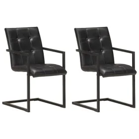 Sillas voladizas de comedor 2 unidades cuero auténtico negro de , Sillas de comedor - Ref: Foro24-321848, Precio: 294,47 €, D...