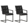 Sillas voladizas de comedor 2 unidades cuero auténtico negro de , Sillas de comedor - Ref: Foro24-321848, Precio: 299,61 €, D...