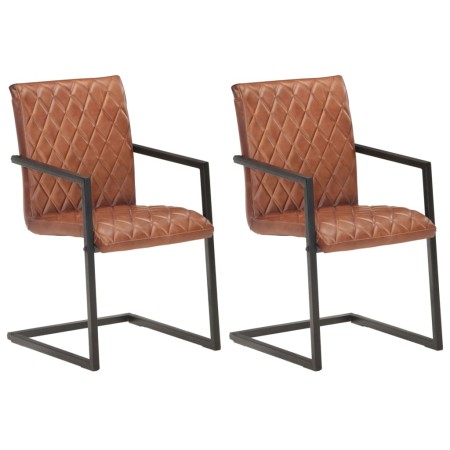 Sillas voladizas de comedor 2 unidades cuero auténtico marrón de , Sillas de comedor - Ref: Foro24-321843, Precio: 292,43 €, ...