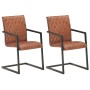 Sillas voladizas de comedor 2 unidades cuero auténtico marrón de , Sillas de comedor - Ref: Foro24-321843, Precio: 292,43 €, ...