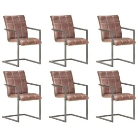 Silla voladiza comedor 6 uds cuero auténtico marrón envejecido de , Sillas de comedor - Ref: Foro24-3067131, Precio: 873,70 €...